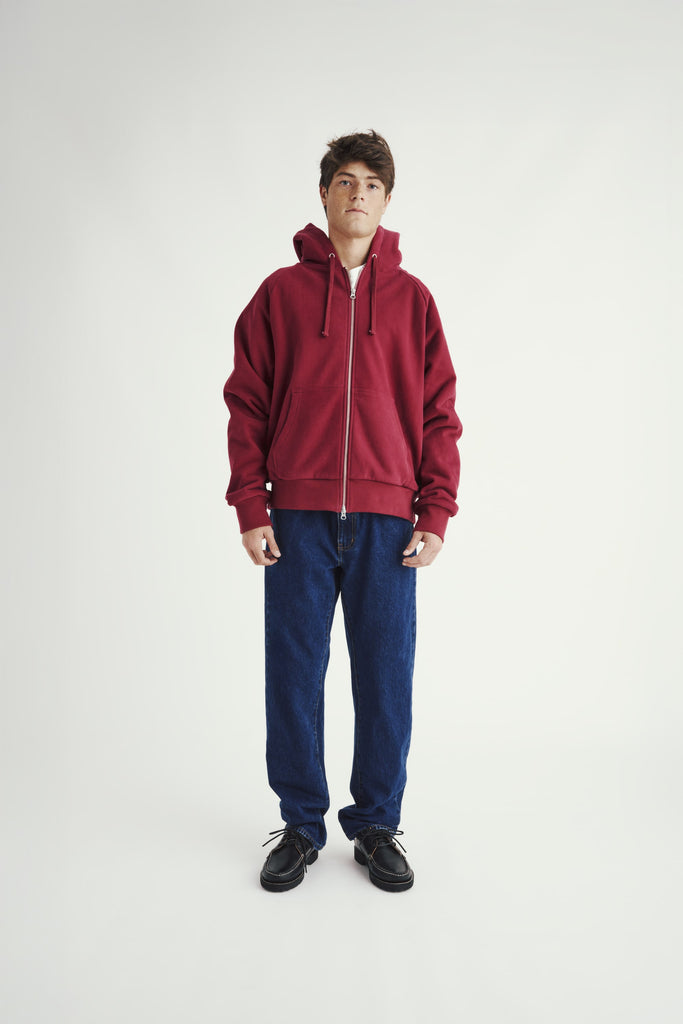 Waffle Zip Hoodie - Maroon
