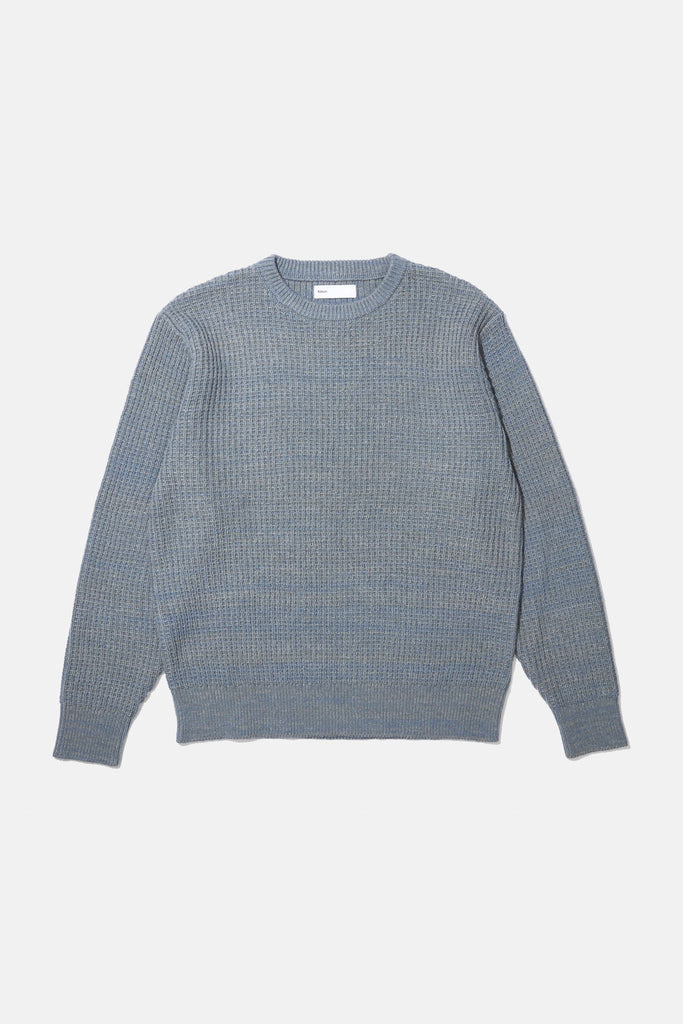 Waffle Knit Crewneck Sweater - Blue Heather